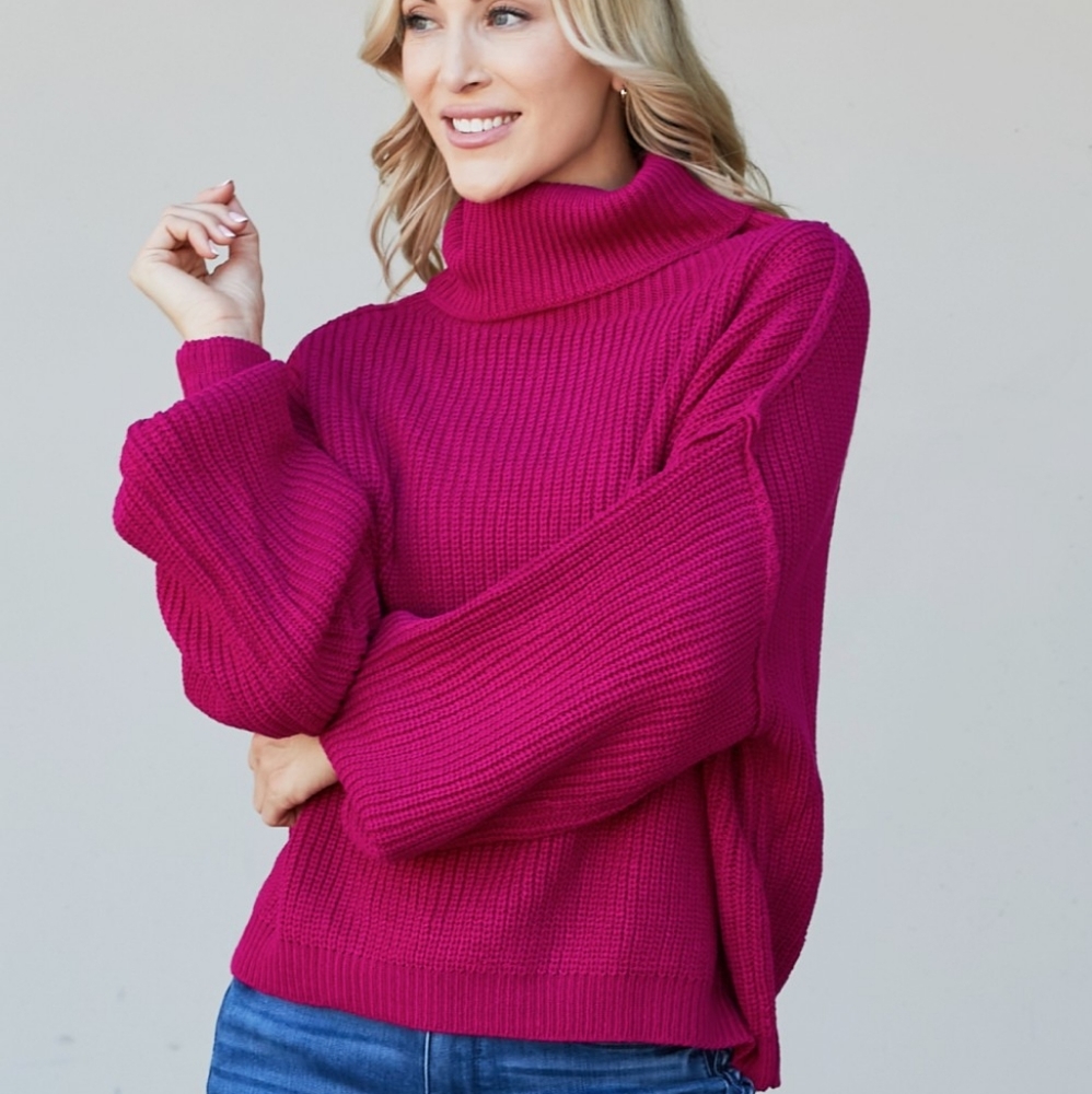 First Snow Ribbed Turtleneck Sweater - Picture 4 of 6